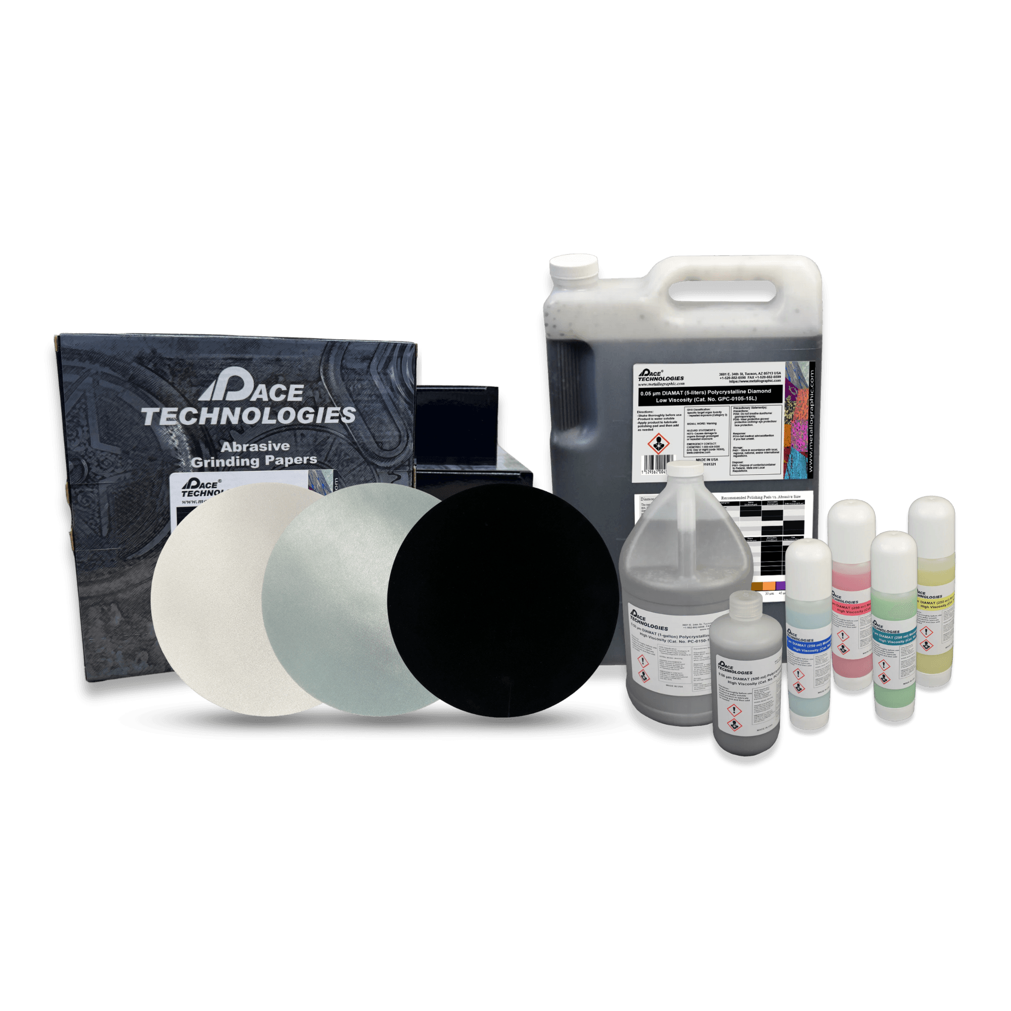 Diamond polishing paste, polishing cloths, and consumables for metallographic sample preparation polishing procedures