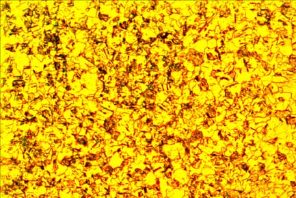 Hastelloy superalloy microstructure showing complex phase structure at 200X magnification with DIC